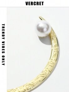 1 件银色金属新月与珍珠装饰 U 型发夹（适合春季、夏季、派对、聚会） - 彩色 - 查看 2