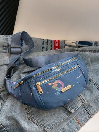 Fashionable Women's Fanny Pack Shoulder Crossbody Bag, Metallic Coin Pouch, Outdoor Multifunctional Chest Bag