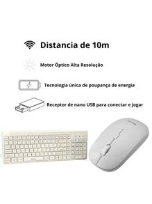 C600 Wireless Keyboard And Mouse Kit - Ergonomics, Comfortable Design, High Performance, Stable Connection, Ideal For Games And Office - 米色 - 查看 2