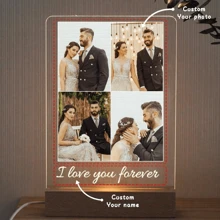 1pc Customized Photo Collage Plaque - Personalized Frame - Best Friend, Valentine's Day Engagement Wedding Birthday Gift - Couples Gift, Customized Acrylic Lamp With Photo And Text, Personalized Photo Lamp, Customized Acrylic Lamp, Personalized Photo Collage LED Lamp, Couples Picture Frame, Bedroom Night Light, Birthday Gift, Anniversary Gift, Unique Wedding Gift, Gift For Wife/Her/Girlfriend/Friend