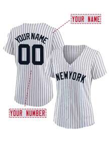 Customized Name And Number DIY Women's Embroidery Baseball Jersey New York White V-Neck Personalized Short Sleeve Button Down Shirts Party Games Training Competition Sports Tops S-Xxl DIY Stylish,Fashion,Hipster,Casual,Minimal Chic Personalized,Customized,Custom,Unique Guy Costumes,Capsule Wardrobe,Men Basic/Street Style Ideal Gifts For Him Boyfriend,Family,Friends For Birthdays,For Vacation/Holiday,For School/Competition,For Sports/Climbing - White - View 1