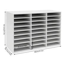 HOHOBLA LOYALHEARTDY-BTG Literature Organizer, 27 Compartments Paper Storage Cabinet Mail Organizer, 31.5 X 12 X 21.69 Inch Desktop File Sorter Mail Center Mailbox School Classroom Keepers For Home&Office, White[Best Gift For Family&Friends] - White - View 2