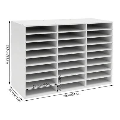 HOHOBLA LOYALHEARTDY-BTG Literature Organizer, 27 Compartments Paper Storage Cabinet Mail Organizer, 31.5 X 12 X 21.69 Inch Desktop File Sorter Mail Center Mailbox School Classroom Keepers For Home&Office, White[Best Gift For Family&Friends]