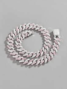 kuuioe 1pc Punk Hip Hop Dopamine Style Full Rhinestone Necklace, Unisex Fashion Y2K Necklace & Bracelet, Multiple Sizes For Daily Wear