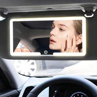 Rechargeable LED Vanity Mirror For Car Sun Visor, Adjustable Brightness & 3 Lighting Modes, Clip-On Makeup Mirror, Car Accessories, Best Gift For Birthday, Graduation, Home Decor, Back To School, Study Supplies