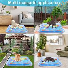 2pcs Thickened Cat Water Sensory Play Mat, Cat Water Play Mat New Upgraded Cat Mat Toy, Suitable For Bored Indoor Cats, Random Ocean Element Pattern Piece Comes With Random Color Inflatable Tube Cat Toys - Multicolor - View 2