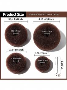 Hair Donut, Hair Bun Maker, Black(Extra-Large, Large, Medium And Small) - Coffee Brown - View 6