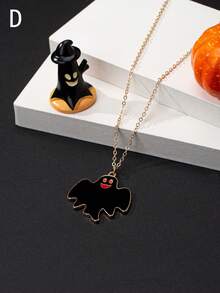 1 Piece 2024 New European And American Cross-Border Creative  Hat Jack-O '-Lantern Ghost Bat Halloween Necklace Women Wear Daily