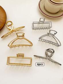 3pcs Large Premium Metal Claw Clips, Stylish All-Match Hair Accessories Hair Claw - Silver - View 5
