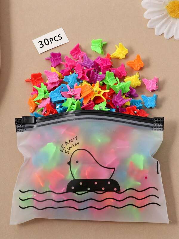 30 Pieces Of Girls' Small Hair Claws, Colorful Butterfly Hairpins, Morandi Color Small Clips, Bangs Clips, Random Colors Hair Jaw Clip Hair Clamps Hair Clutch Hair Catcher Clip