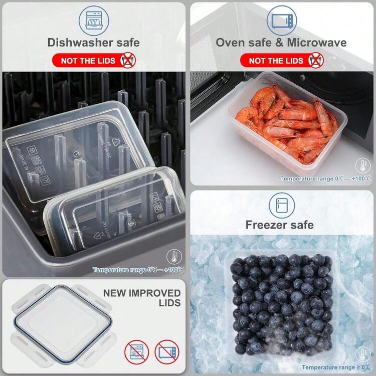 Large Food Storage Containers Set - Leakproof, Plastic With Lids Airtight For Kitchen Storage And Organization Reusable With Labels Pen- Microwave Dishwasher Freezer Safe - 30 包 - 查看 11