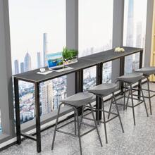 Rectangle Kitchen Bar Table Counter Breakfast Dining Table Black Coffee Table Metal Legs With Footrest For Kitchen Dining Room Patio - Black - View 3