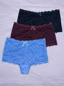 Kit 2 Lace Strap Panties High Waist Romantic Comfort High Waist Women's Lingerie - Nhiều màu - Xem 2