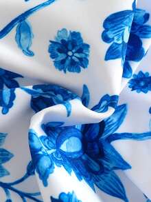 Floral Print Knit Fabric Summer Beach Cropped Tube Top And Shorts 2Pcs Bikini Set - Multicolor - View 10