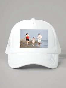 1 pièce Casquette de baseball à maille personnalisée imprimée d'une photo, de couleur unie/contrastée, réglable, casquette décontractée résistante aux UV pour l'extérieur, convient aux jeunes pour Halloween, idées de cadeaux pour la Fête des Valentins, la rentrée et l'hiver