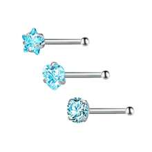 Clous de nez 20g 18g Anneaux de nez Clous de nez en forme de L en acier chirurgical inoxydable avec petit diamant Clous de nez pour femmes et hommes Anneaux de nez tire-bouchon Clous de piercing de nez à vis