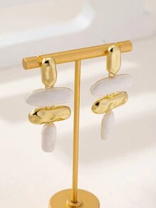 1pair Exaggerated Asymmetrical Geometric Enamel Dangle Earrings