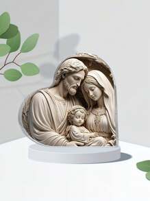 1 pieza, Decoración de sobremesa acrítica 2D de , fe y adoración con escena navideña, decoración de luna llena de nacimiento, regalo cristiano para mujeres, decoración de cumpleaños, recuerdo, decoración para oficina en el hogar, decoración de mesa de cumpleaños - Multicolor - Ver 3