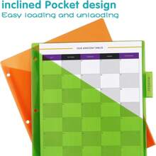 1/2/3 Set de divisores de carpeta con 5 pestañas de plástico con bolsillo frontal, divisores de bolsillo de polipropileno insertables en pestaña para carpetas de 3 anillos, tamaño carta, multicolor, para estudiantes y compañeros de trabajo, de vuelta a la escuela, útiles escolares