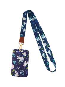 1 Set mit Blumen- und Pflanzenmuster Lanyard + Ausweishalter Kombination, Ausweishalter für Personalausweis, Arbeitsausweis, Arzt, Krankenschwester, Brustkartenhalter, Lehrer Lanyard, Schlüsselband, Ausweiskordel, einzeln oder kombiniert verwendbar, Schulmaterial, Schulbeginn