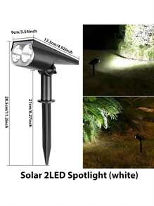 2 piezas/1 pieza Luz de estaca de tierra solar con 2 LED, foco de césped con cambio de color multicolor, ajustable 180°, se enciende y apaga automáticamente de día y de noche, para jardín, caminos, patio, parque, fiestas al aire libre, festivales - Multicolor - Ver 7