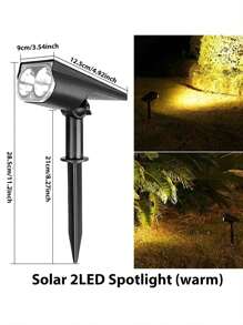 2 piezas/1 pieza Luz de estaca de tierra solar con 2 LED, foco de césped con cambio de color multicolor, ajustable 180°, se enciende y apaga automáticamente de día y de noche, para jardín, caminos, patio, parque, fiestas al aire libre, festivales - Multicolor - Ver 5