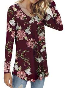 Women's Long Sleeve Casual Tops Loose Shirts Blouse - Màu Hồng Tươi - Xem 3