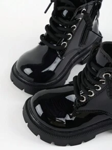 1pair Girls'  Boots, Black Short Boots With Non-Slip Sole, Spring & Autumn - Black - View 8