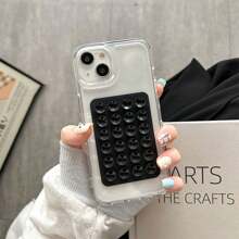 Back To School Apple 1pc 3D Suction Cup Airbag Transparent Phone Case Compatible With Iphone 15 14 13 12 Pro Max 11 Stylish Aesthetic Shockproof Soft Back Holder Cover