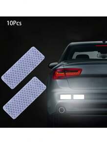 10pcs Car Bumper Reflective Safety Stickers, High Visibility Reflective Tape, Suitable For Cars, Motorcycles, Bicycles, Trucks