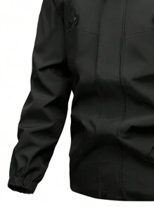 New Autumn Hooded Jacket For Men, Loose Casual Windproof Waterproof Outwear - Black - View 4