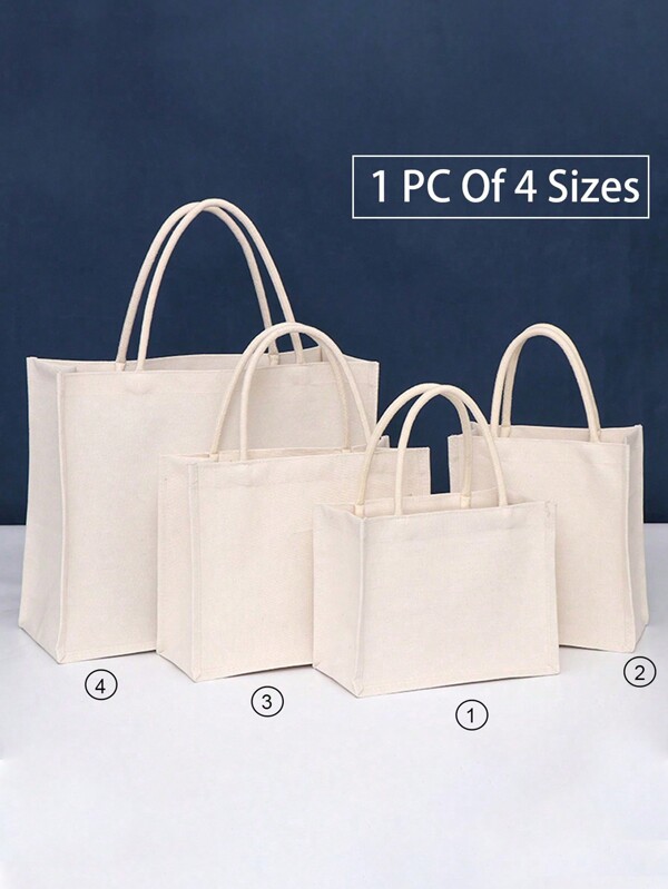 Double Handle Burlap Tote Bag, Mini Shopping Bag, Simple Jute Beach Large Shopping Bag, Reusable Grocery Storage Bag, Beach Bag, Vacation Bag, Multifunctional Mommy Bag,Large Capacity Tote Bag , Holiday Gift For Loved Ones, Friends, Aunties,With Four Sizes To Choose From