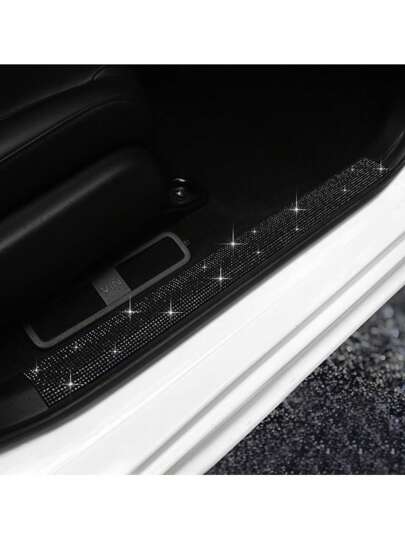 1pc Rhinestone Decorated Car Door Sill Protector