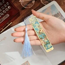 4 Pcs Retro Floral Painting Metal Bookmark Hollow Bronzing Bookmark With Tassel Stationery Gifts School Supplies For Book Club Reader Birthday Festival Writers Book Lovers Friends Teachers Students