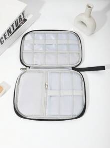 Bolsa de armazenamento digital personalizável de camada única de 1 unidade, bolsa de armazenamento de acessórios digitais multifuncional decorativa com letras personalizadas para fones de ouvido, telefones, cabos USB, carregadores