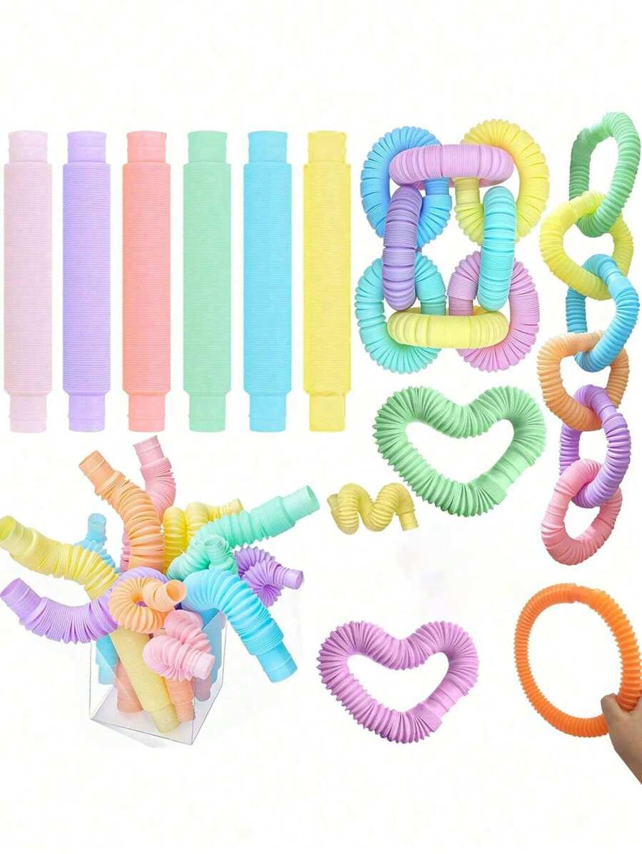 10 件 Pop Tubes 感官玩具:非常适合培养精细运动技能、注意力缺陷多动障碍以及学龄前男孩和女孩、圣诞节和万圣节礼物!(颜色随机) - 馬卡龍色 - 查看 1
