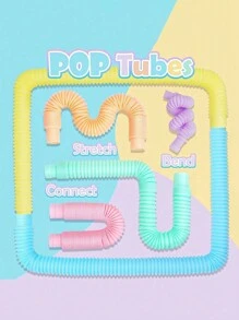 10 件 Pop Tubes 感官玩具：非常适合培养精细运动技能、注意力缺陷多动障碍以及学龄前男孩和女孩、圣诞节和万圣节礼物！（颜色随机） - 馬卡龍色 - 查看 2