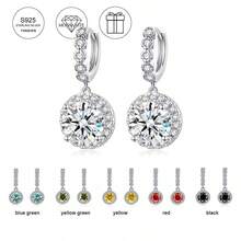 1 Đôi 1CT D Màu VVS1 Bông Tai Kim Cương Moissanite Nguyên Bản 100% Bạc 925 Bông Tai Thả Cô Dâu Trang Sức Dành Cho Phụ Nữ Có Giấy Chứng Nhận GRA - Bạc - Xem 2