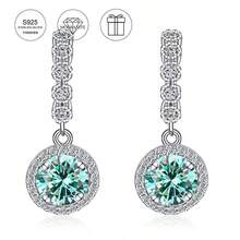 1 Đôi 1CT D Màu VVS1 Bông Tai Kim Cương Moissanite Nguyên Bản 100% Bạc 925 Bông Tai Thả Cô Dâu Trang Sức Dành Cho Phụ Nữ Có Giấy Chứng Nhận GRA - Bạc - Xem 3