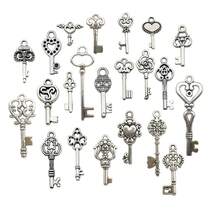 18 chiếc Trái tim phong cách cổ điển, Cú, Hoa hồng, Hình dạng chìa khóa Đồ trang sức DIY Thích hợp cho nam và nữ để làm vòng tay, dây chuyền, vòng chân, bông tai, móc khóa - Màu Bạc Cổ - Xem 7