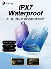 Sanag M13S ProMax 無線音箱 迷你戶外攜帶式揚聲器 具有 HIFI 音效 IPX7 防水 APP 控制 20 小時播放，適用於汽車、家庭和戶外 - 黑色 - 查看 2