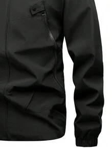 New Autumn Hooded Jacket For Men, Loose Casual Windproof Waterproof Outwear - Black - View 5