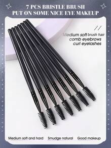 7PCSEye Black Stick Mascara Brush Is Suitable For Eyebrow And Eyelash Extender, Which Can Be Used Repeatedly