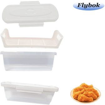 Flybok Batter Shaker Bowl With Lid Size Combination 2 Slices No Mess Bread Flour Flavoring Jar With Bread Tray For Fried Chicken, Fried Fish, Onion Rings And More, Available As Christmas, Halloween Gifts