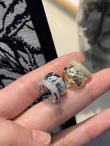 HOTNICE 2 件简约时尚 C 形夹式耳环 - 金 銀色 - 查看 2