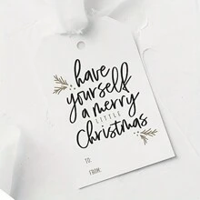 50 piezas, Tarjetas colgantes de Navidad Feliz Navidad en blanco para escribir, Tarjetas colgantes de felicitaciones, Empaquetado de regalos, Decoración de regalos, Tarjetas colgantes, Decoraciones de Navidad, Artículos pequeños, Artículos estéticos lindos, Artículos geniales, Artículos inusuales, Decoración de regalos, Navidad