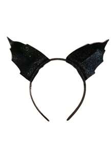 1 pieza/4 piezas Diadema de Halloween estilo Merlina Addams Orejas de gato con brillo Accesorios para el cabello Bruja - Negro - Ver 4
