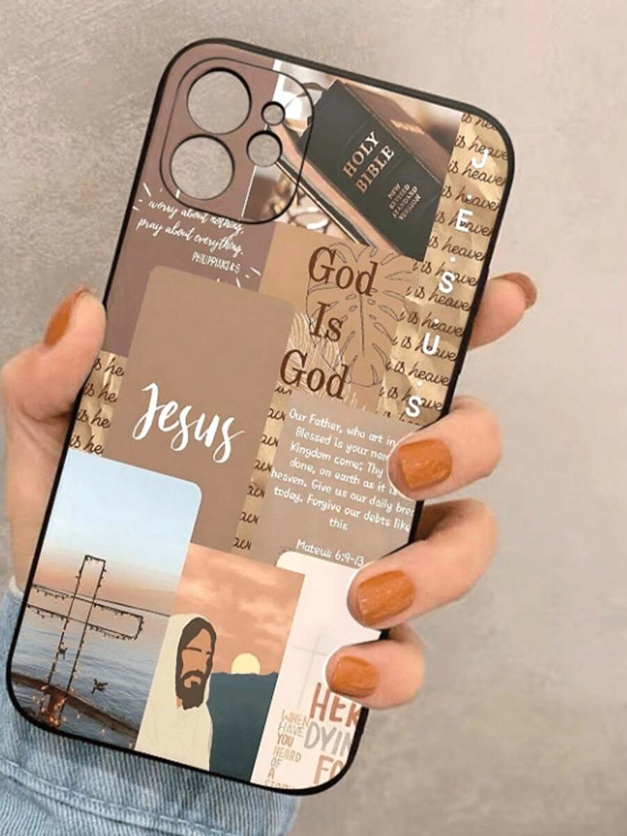 基督教手机壳彩色字母印花防震加厚软手机壳保护套兼容 iPhone 15/15 Pro Max、14/14 Pro Max、13/13 Pro Max、12 Pro Max、XR/7/8、XS/XR/7/8P、13/14/11/12P，兼容三星 Galaxy A13/A22/A21S/A51/A52/S22 Ultra、Redmi 10/Note 11 4G/11 Lite、A14/A23/S23 Ultra/S24 等。 - 彩色 - 查看 1