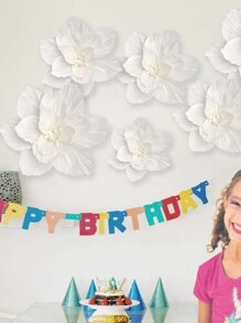 3Pcs White Tissue Paper Flowers Decoration Paper Artificial Flower Supplies For Party Decoration, Wedding Decoration, Background Wall, Room Decoration, Bridal Shower Back To School Valentine Day