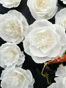 3Pcs White Tissue Paper Flowers Decoration Paper Artificial Flower Supplies For Party Decoration, Wedding Decoration, Background Wall, Room Decoration, Bridal Shower Back To School Valentine Day